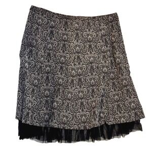 Chadwick's Women's Paisley Skirt Black & White Tulle Trim Elegant Size 14